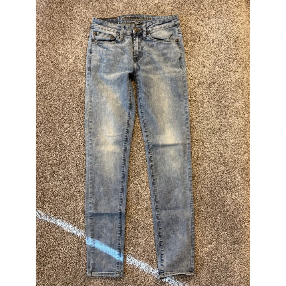 American Eagle Jeans Mens 29x34 Blue Extreme Flex 4 Skinny Light Wash Stretch *